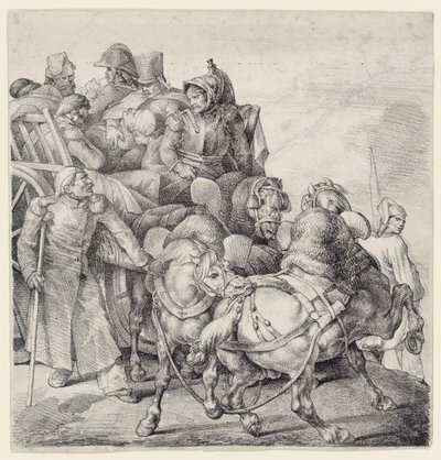 負傷した兵士たちを乗せた馬車（A Wagon Full of Wounded Soldiers） 作： Theodore Gericault