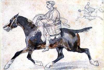 馬に乗ったイギリスの肉屋（鉛筆・水彩 作： Theodore Gericault