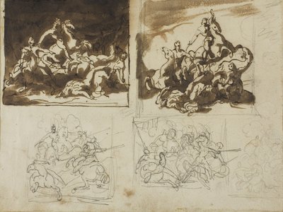 騎兵戦の5つのスケッチ、1813-14 作： Theodore Gericault
