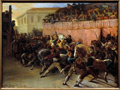 ローマの自由競馬。テオドール・ジェリコー（1791-1824）の絵画 作： Theodore Gericault