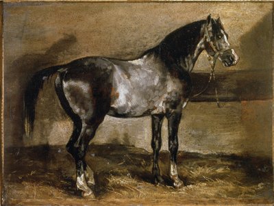 ラテリエの灰色の馬 - 油彩・キャンバス 作： Theodore Gericault