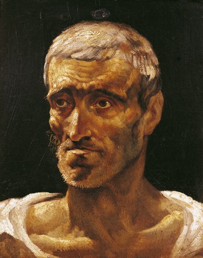 難破した男の頭、メデューサのいかだの研究、1817-19 作： Theodore Gericault