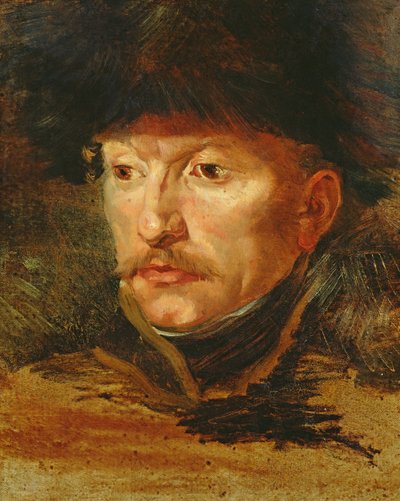 騎士の頭（デュードンヌ中尉の肖像）、1812年頃 作： Theodore Gericault
