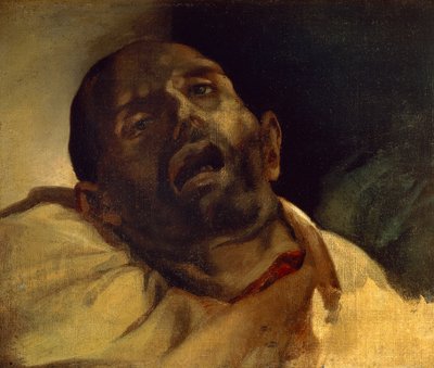 ギロチンにかけられた男の頭 (Le guillotine)、ジャン=ルイ・テオドール・ジェリコー (1791-1824) 作、キャンバスに油彩、40x49 cm 作： Theodore Gericault