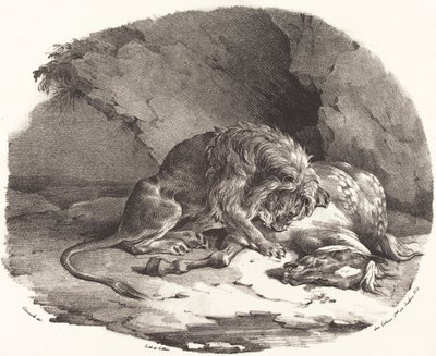 ライオンにむさぼり食われる馬 (Cheval devore par un lion) 作： Theodore Gericault