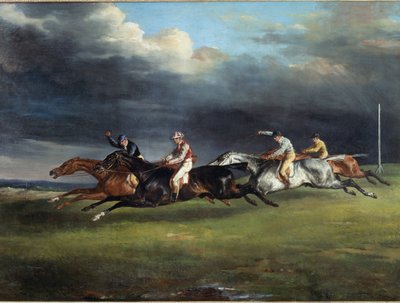 競馬はテオドール・ジェリコーによるエプソムの絵画でダービーを言います 作： Theodore Gericault