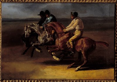 スタート時に左に進む競馬 セオドア・ジェリコー（1791-1824）の絵画 作： Theodore Gericault
