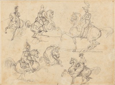 馬と騎手（レクト）；馬（裏面） 作： Theodore Gericault