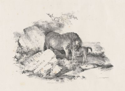 『牝馬とその子馬』、口絵（The Mare and Its Colt, Frontispiece） 作： Theodore Gericault
