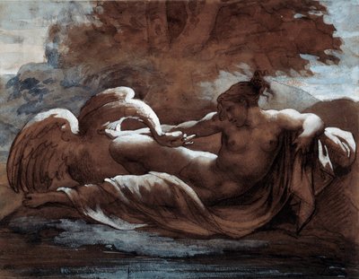 レダと白鳥。テオドール・ジェリコー（1791-1824）のドローイング 作： Theodore Gericault