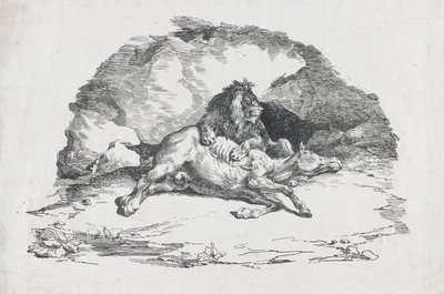馬をむさぼり食うライオン、1818年。 作： Theodore Gericault