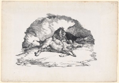 馬を食い尽くすライオン（A Lion Devouring a Horse） 作： Theodore Gericault
