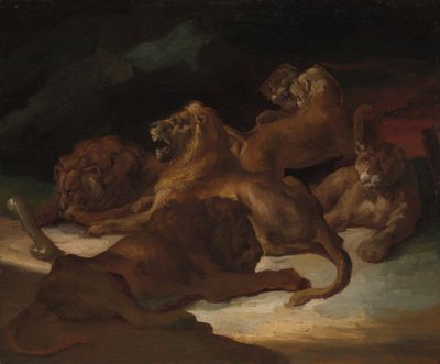 山岳風景のライオンズ1818-20。 作： Theodore Gericault