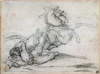 マメルークが馬の下に落ちる 作： Theodore Gericault
