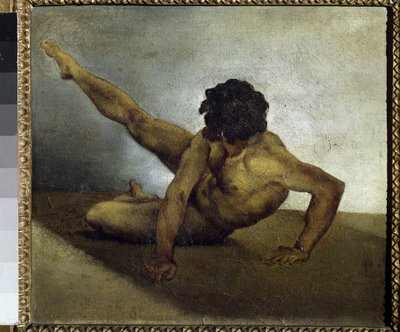 裸の男が地面で回転している - キャンバスに油絵 作： Theodore Gericault