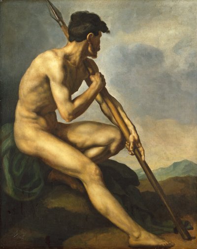 槍を持った裸の戦士、c。 1816年。 作： Theodore Gericault