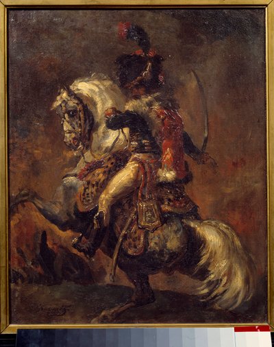 帝国軍の馬に乗った狩人の士官 チャージ 絵画 テオドール・ジェリコー（1791-1824） 19世紀 日0.27x0.22 m bayonne, Musee Bonnat 作： Theodore Gericault