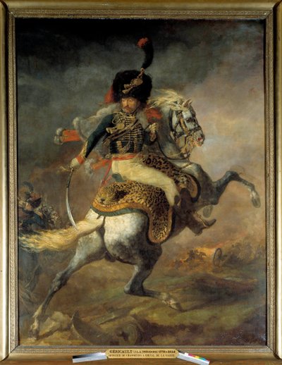 インペリアル・ガード・チャージの馬上の狩人の士官 テオドール・ジェリコー(1791-1824)の絵画 1812年 日3,49×2,66メートル 作： Theodore Gericault
