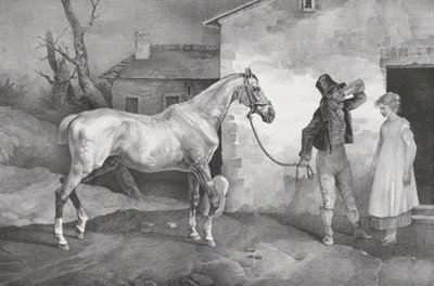 旅館のドアの古い馬、1822年。 作： Theodore Gericault
