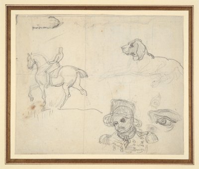 スケッチ集（馬、犬、兵士の頭部） 作： Theodore Gericault