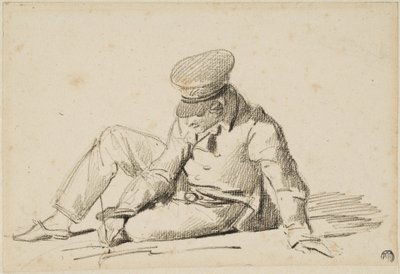 路上で絵を描いている少年 作： Theodore Gericault