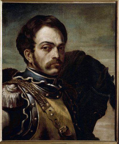 カラビニエリ将校の肖像。油彩・キャンバス 作： Theodore Gericault