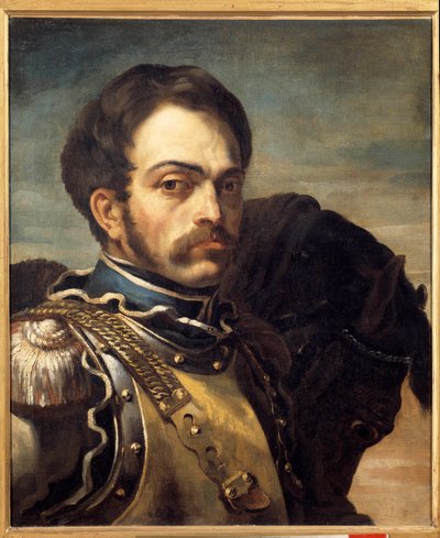 カラビニエリ将校の肖像。テオドール・ジェリコー（1791-1824）の絵画 作： Theodore Gericault