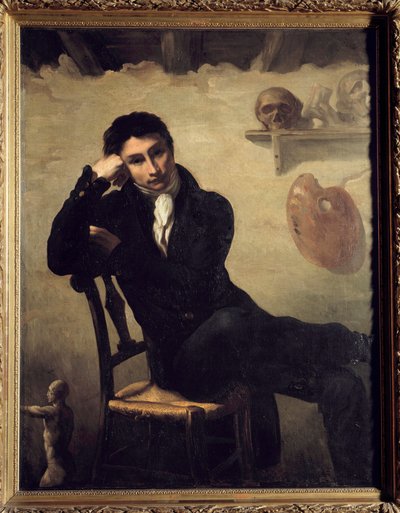 アトリエでの芸術家の肖像 テオドール・ジェリコー（1791-1824）の絵画 19世紀 日。1,47x1,14 m 。 作： Theodore Gericault