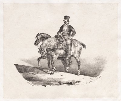 郵便配達または2つの利用馬、1823年。 作： Theodore Gericault
