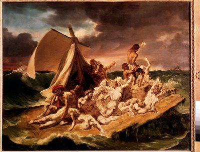 メドゥーゼ号の筏のための準備作業（油彩・キャンバス 作： Theodore Gericault