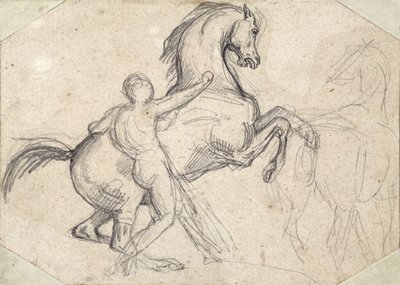 裸の男が抱く種牡馬の飼育 作： Theodore Gericault