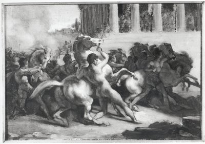 野蛮な馬のレースのための研究 作： Theodore Gericault