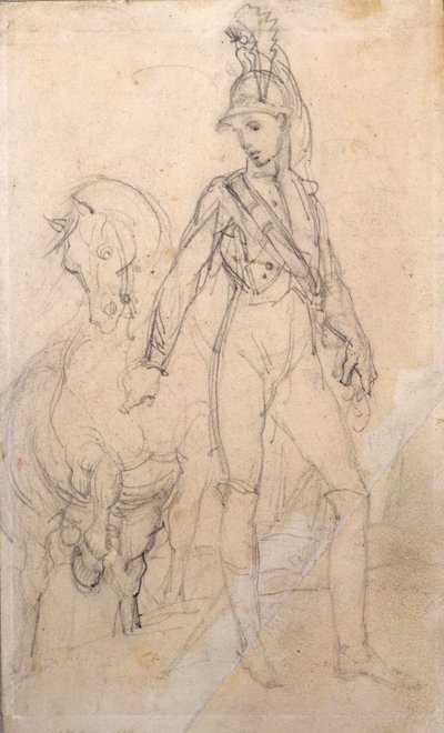 竜騎兵と彼の馬の研究 作： Theodore Gericault