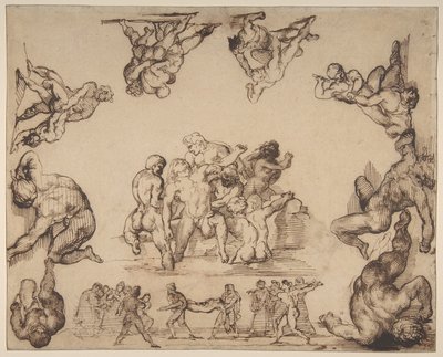 『溺れる男の救助』（表）；『馬の習作』（裏） 作： Theodore Gericault