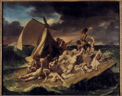 メドゥーゼ・スケッチのいかさま。テオドール・ジェリコー（1791-1824）の絵画。1816年日。0.65 X 0.83 m. 作： Theodore Gericault