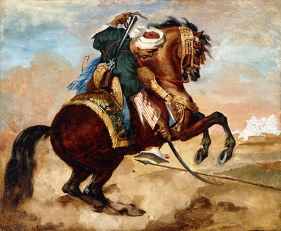 茶色のアレザン馬に乗ったトルコ人、1810年頃 作： Theodore Gericault