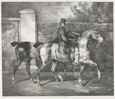 ジョッキーによる2頭の馬の運動 作： Theodore Gericault