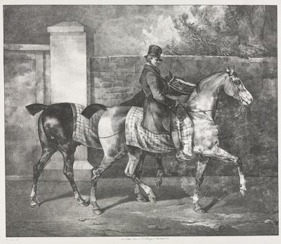 騎手が2頭の馬を調教している 作： Theodore Gericault