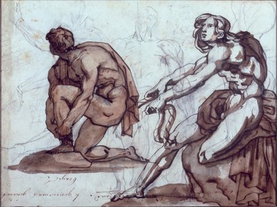 二人のヌードフィギュア 作： Theodore Gericault