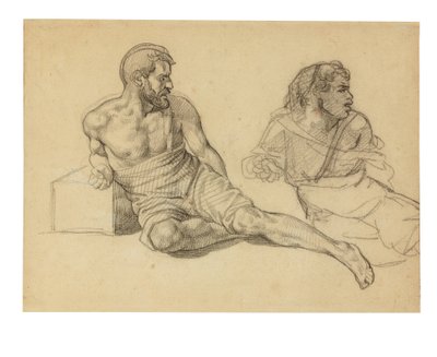 マストのふもとに座っている人物に関する2つの研究 作： Theodore Gericault