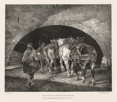 人生と石に描かれたさまざまな主題：アデルフィ埠頭への入り口 作： Theodore Gericault