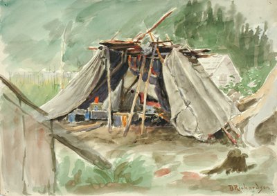 インディアン キャンプ、アラスカ、カリフォルニア州。 1880～1914年。 作： Theodore J. Richardson