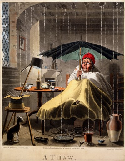 1827年のジョージ・ハントによって作成された雪解けのプリント（手彩色の彫刻） 作： Theodore Lane