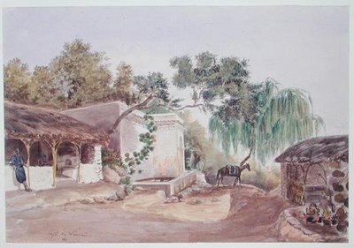 アルジェのカフェ」1835年頃（水彩・紙） 作： Theodore Leblanc