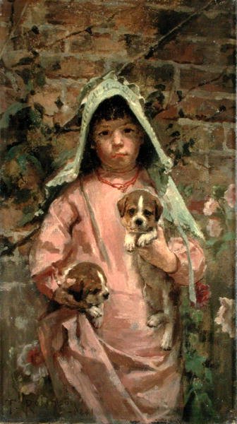 子犬のいる女の子 作： Theodore Robinson