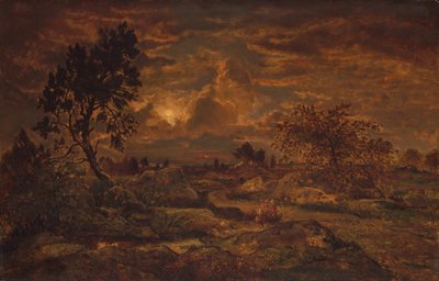 カリフォルニア州アルボンヌ近くの夕日。 1860-65。 作： Theodore Rousseau