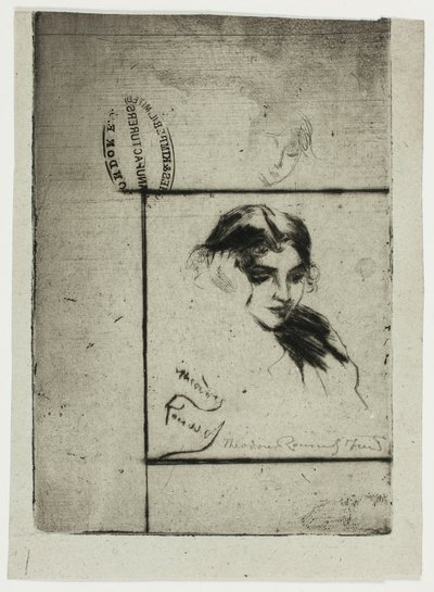 彼女の手にもたれる少女の頭 作： Theodore Roussel