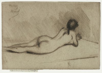 横になっている少女のヌードからの研究 作： Theodore Roussel