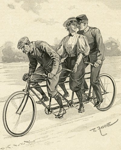 タンデム自転車と呼ばれる3人乗り自転車 作： Theodore Zasche