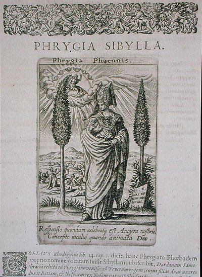 Phrygia Sibylla、Jean-Jacques Boissardの「De Divinationewet Magicis Praestigiis」の挿絵のコピー。 作： Theodore de (after) Bry